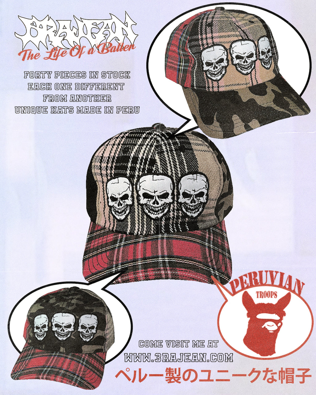 CAMO FLANNEL SKULL HAT