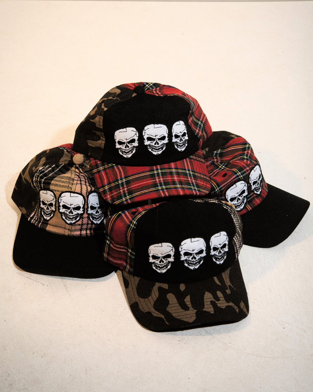 CAMO FLANNEL SKULL HAT
